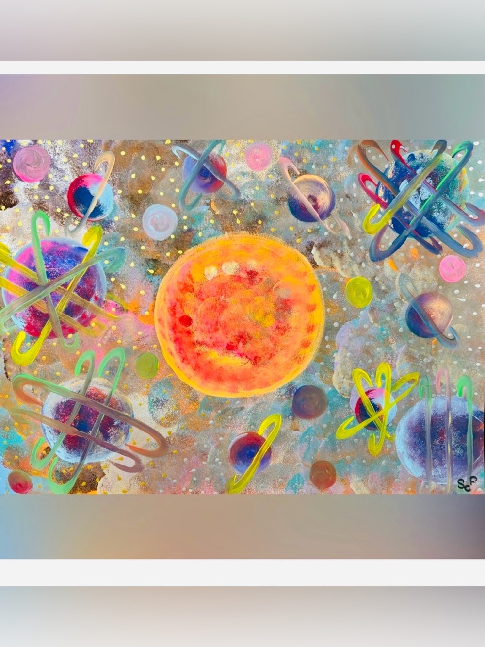 Galactic odyssey - Colorful Cosmic Art Print handpainted